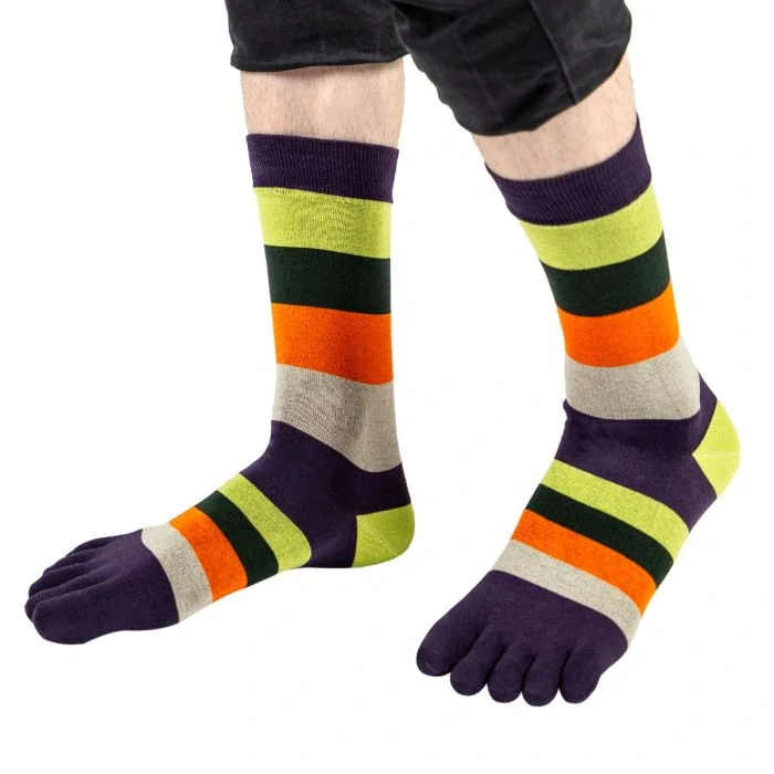 MEN FASHION farebné prstové ponožky ToeToe - PRUHY