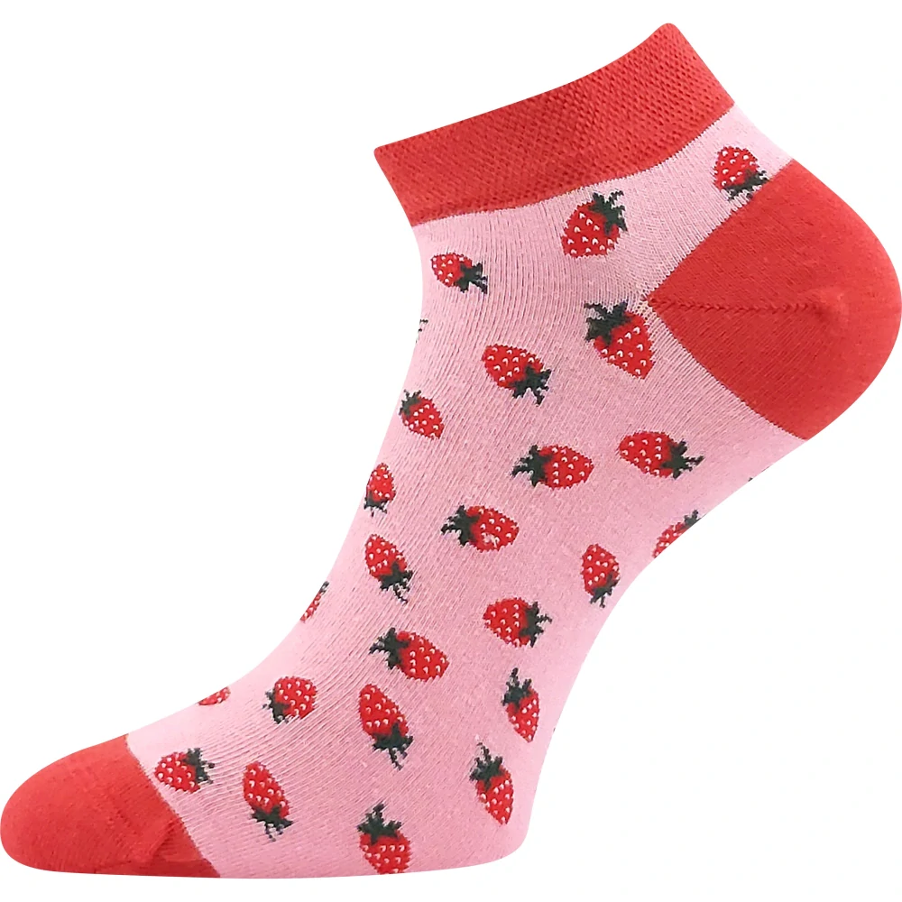 DEWOW trendy členkové veselé ponožky Lonka - JAHODY