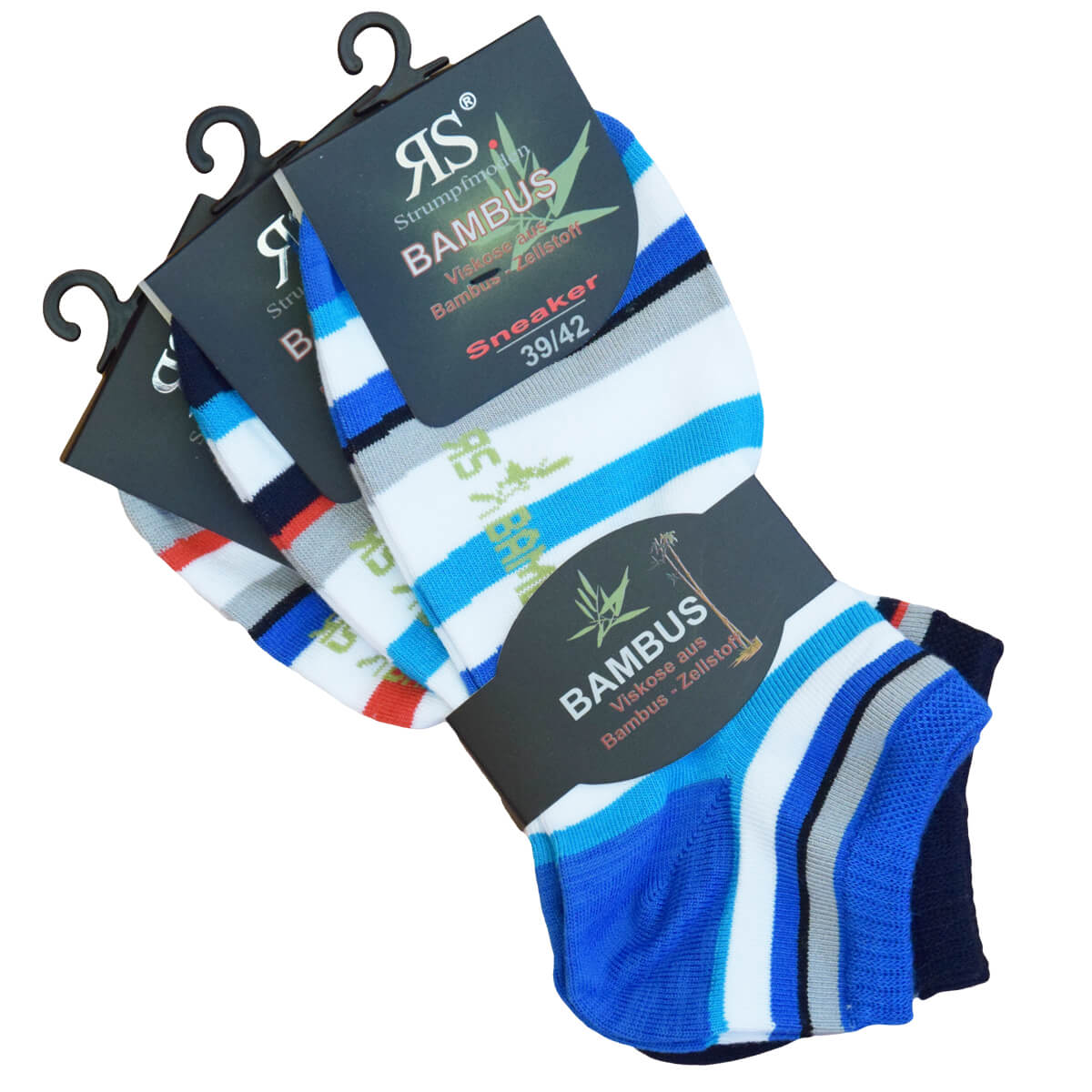 Bambusové unisex SNEAKER pruhované ponožky RS