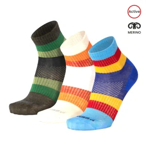 ORLIK RIBBON členkové pruhované merino ponožky Moose