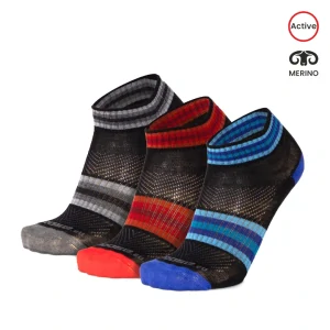 LUZY DASH nízke pruhované merino ponožky Moose