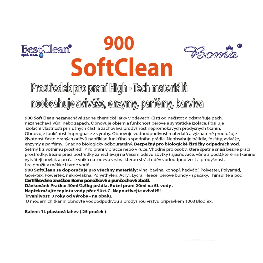 Prací prostriedok 900 SoftClean 1L