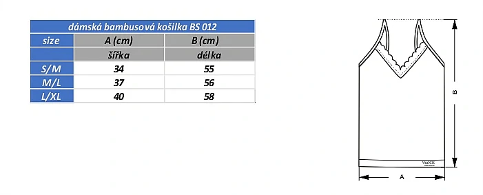 BS-012 dámska bambusová bezšvová košieľka VoXX